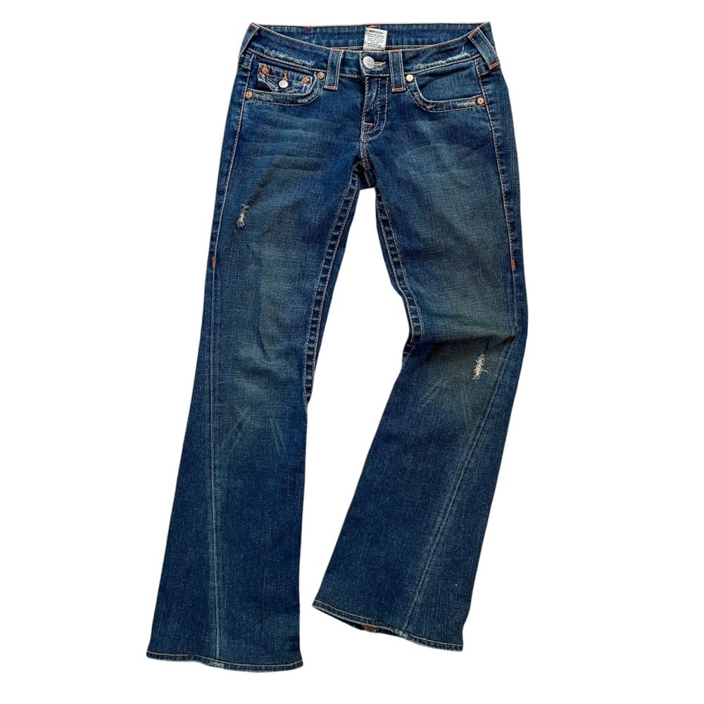 Vintage True Religion Flare/Boot Cut Distressed Low Rise Joey Jeans Size 27